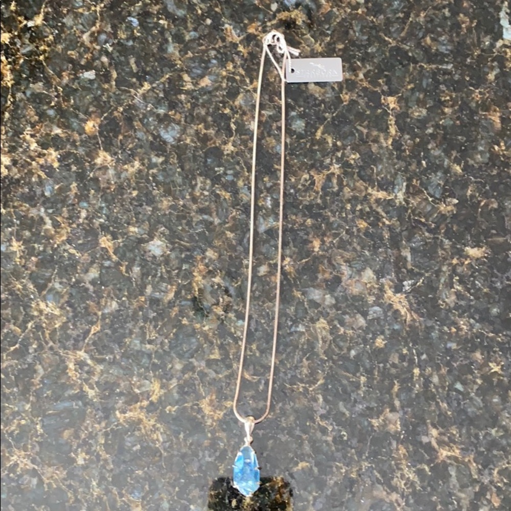 Genuine Aqua Aura Crystal Pendant on Sterling - Picture 3 of 7